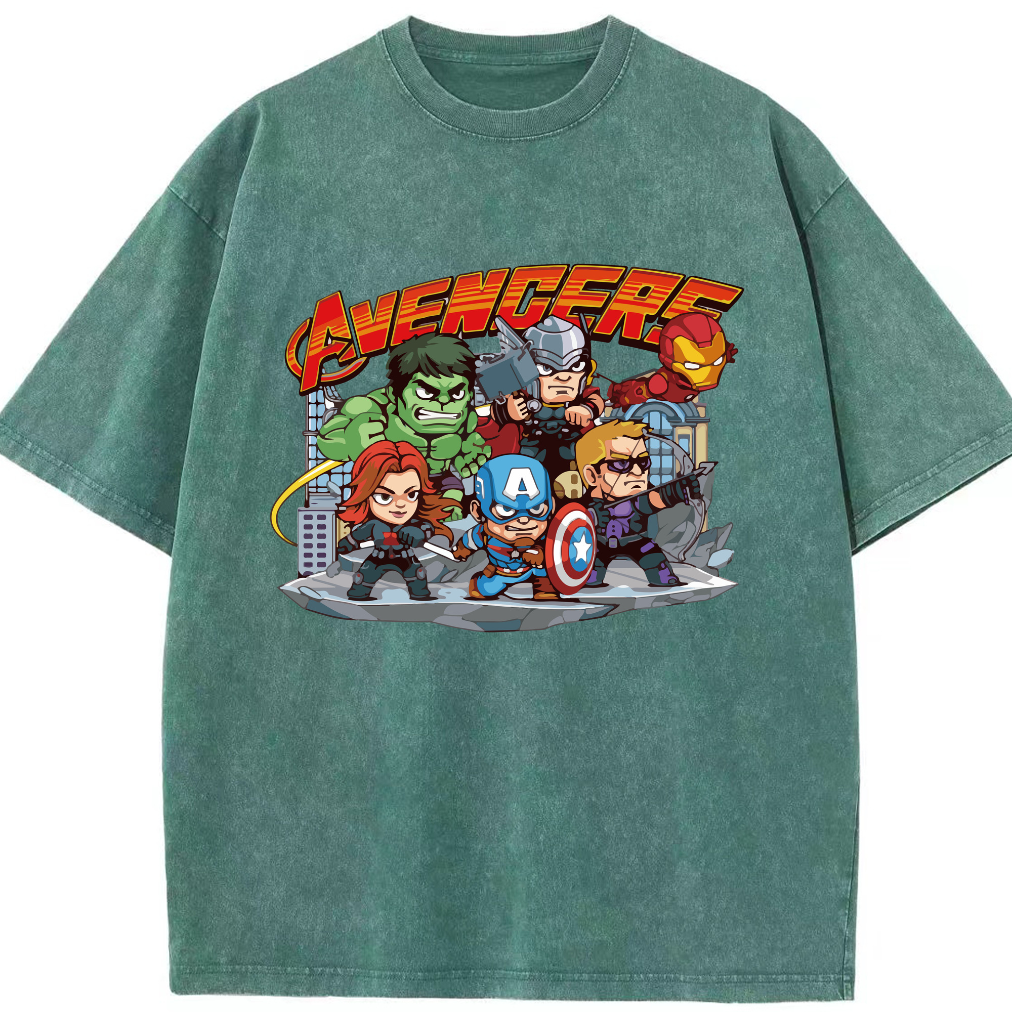 （画像用） アベンジャーズ The Avengers 綿100% ヴィンテージ風 半袖Tシャツ（フロントプリント）